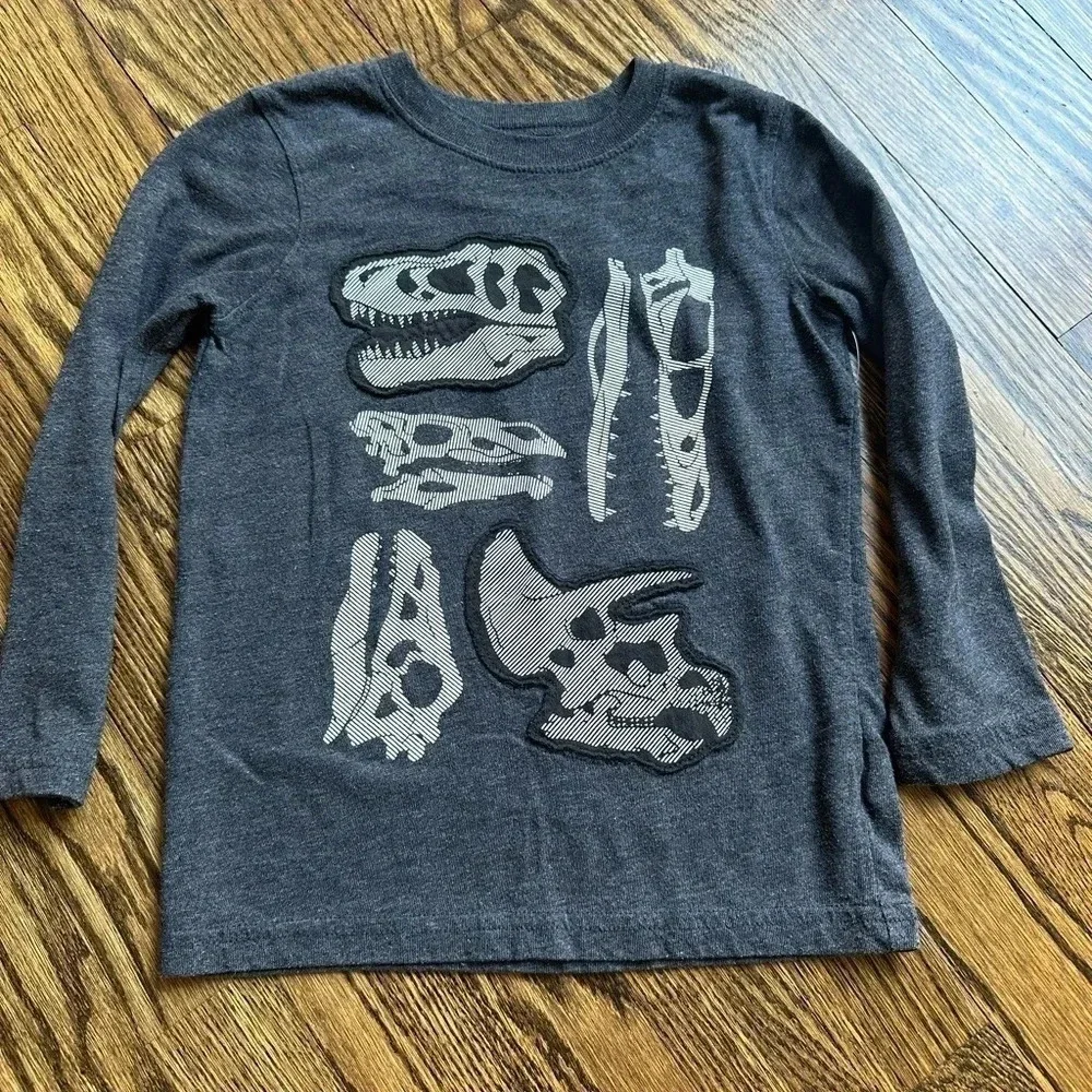 Jumping Beans Children's Place Gray Blue Dinosaur Long Sleeve Shirts Size 4